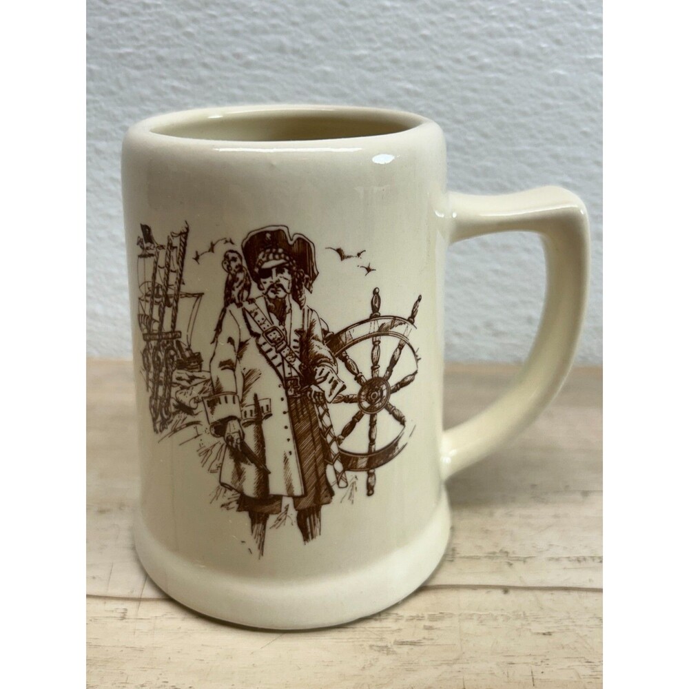 Vtg Scala Glass Ceramic Captain Morgan Beer Coffee Mug Made In USA